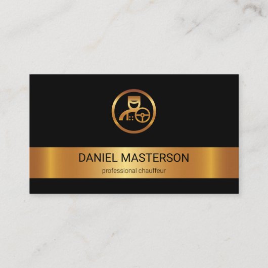Elegant Gold Stripe Gold Chauffeur Logo-driver Visitekaartje (Voorkant)