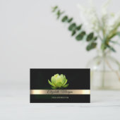 Elegant Gold Stripe Green Lotus Flower Yoga Visitekaartje (Staand voorkant)