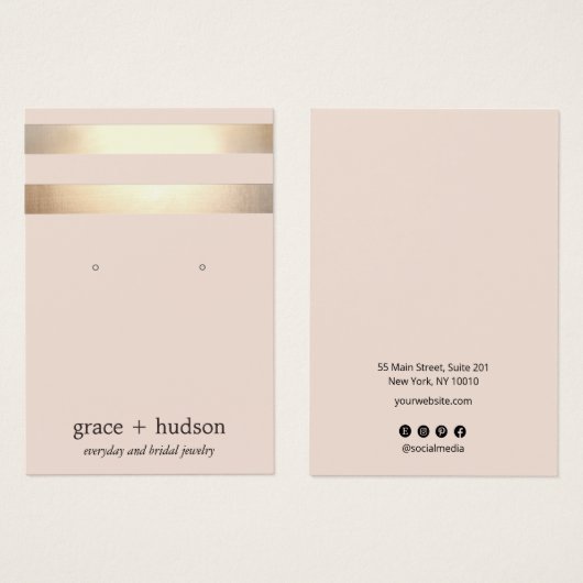 Elegant Gold Stripe modern roze draagbeeldscherm Visitekaartjes (Voorkant /achterkant)