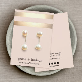 Elegant Gold Stripe modern roze draagbeeldscherm Visitekaartjes