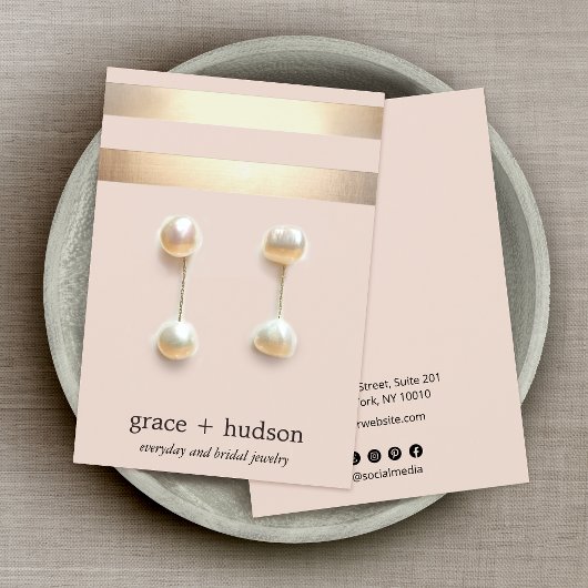 Elegant Gold Stripe modern roze draagbeeldscherm Visitekaartjes