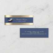 Elegant, Gold Stripe, Navy Blue, Faux Lashes Mini Visitekaartje (Voorkant / Achterkant)