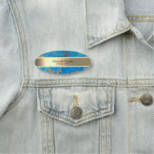 Elegant Gold Stripe, parels, blauwe marmer Naamplaatje (In situ)