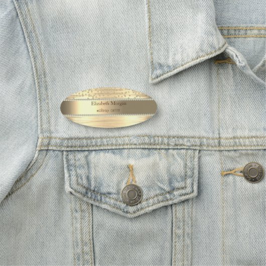 Elegant Gold Stripe, parels, diamanten Naamplaatje (In situ)