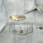 Elegant Gold Stripe, parels, witte goudmarmer Naamplaatje (In situ)