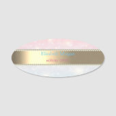 Elegant Gold Stripe, Pearls, Bokeh Naamplaatje (Voorkant)