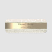 Elegant Gold Stripe, Pearls, Glitter Bokeh Naamplaatje (Voorkant)