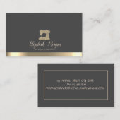 Elegant Gold Stripe Sewing Machine Visitekaartje (Voorkant / Achterkant)