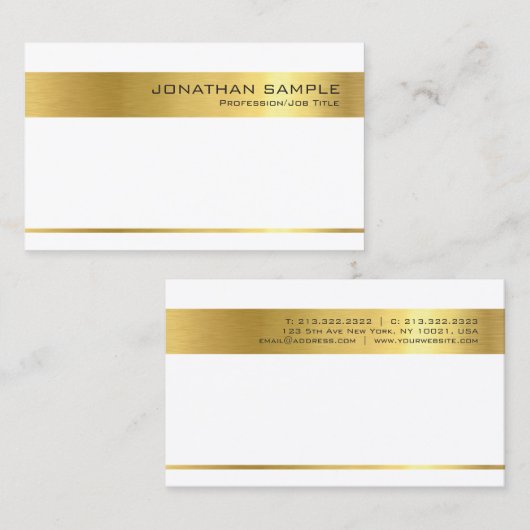 Elegant Gold Striped Design Trendy Modern Plain Visitekaartje (Voorkant / Achterkant)