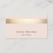 Elegant Gold Striped (geen glans) Moderne lichtroz Visitekaartje (Voorkant)
