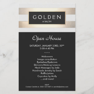 Elegant Gold Striped Hair Salon and Spa Flyer