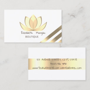 Elegant Gold Striped Lotus Visitekaartje