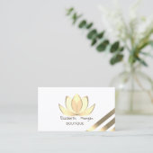 Elegant Gold Striped Lotus Visitekaartje (Staand voorkant)