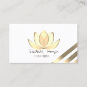 Elegant Gold Striped Lotus Visitekaartje (Voorkant)
