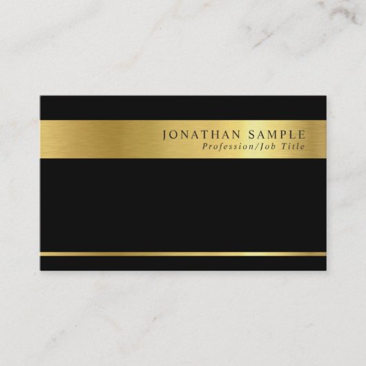 Elegant Gold Striped Signature UV Matte Luxe Visitekaartje (Voorkant)