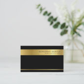 Elegant Gold Striped Signature UV Matte Luxe Visitekaartje (Staand voorkant)