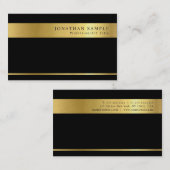 Elegant Gold Striped Signature UV Matte Luxe Visitekaartje (Voorkant / Achterkant)