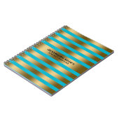 Elegant Gold Stripes - Aangepaste blauwe achtergro Notitieboek (Linkerzijde)