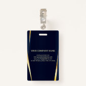Elegant Gold Stripes Blue Background Badge (Achterkant met clip)