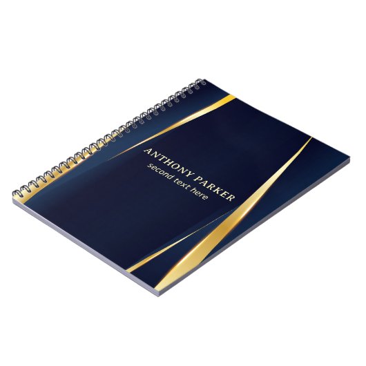 Elegant Gold Stripes Blue Background Notitieboek (Linkerzijde)