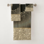 Elegant Gold Stripes Glitter Yoga Girl Bad Handdoek (Insitu)