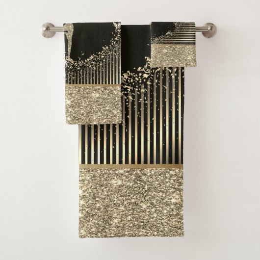 Elegant Gold Stripes Glitter Yoga Girl Bad Handdoek (Insitu)