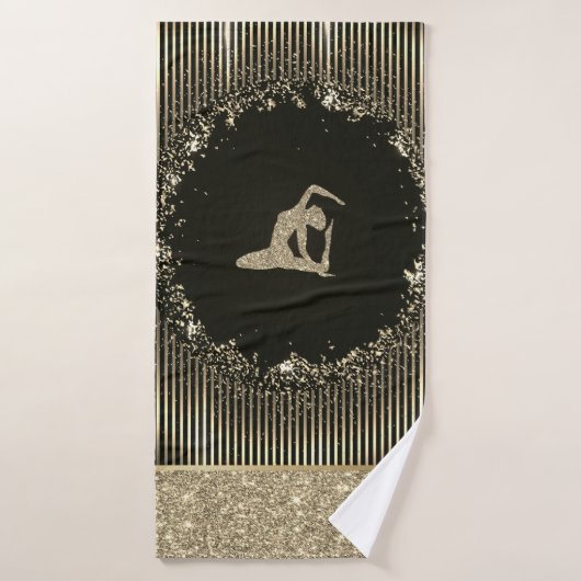 Elegant Gold Stripes Glitter Yoga Girl Bad Handdoek (Badhanddoek)