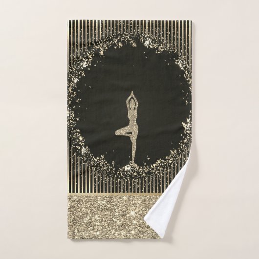 Elegant Gold Stripes Glitter Yoga Girl Bad Handdoek (Handdoek)