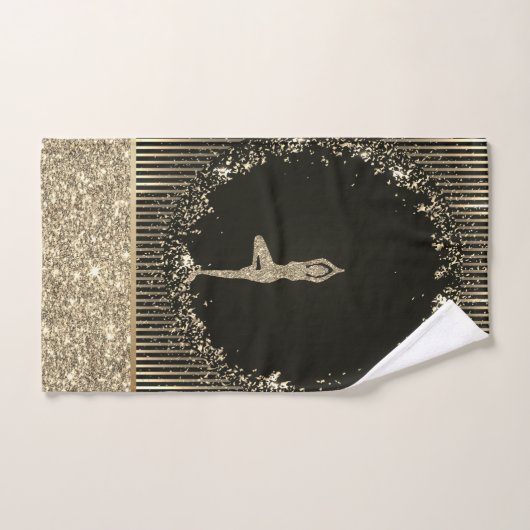 Elegant Gold Stripes Glitter Yoga Girl Bad Handdoek (Handdoek)