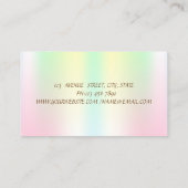 Elegant Gold Stripes Holographic Iridescent Lotus Visitekaartje (Achterkant)