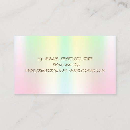 Elegant Gold Stripes Holographic Iridescent Lotus Visitekaartje (Achterkant)