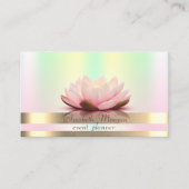 Elegant Gold Stripes Holographic Iridescent Lotus Visitekaartje (Voorkant)