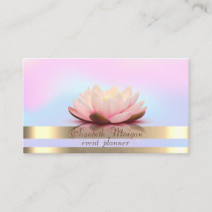 Elegant Gold Stripes Holographic Lotus Visitekaartje