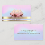 Elegant Gold Stripes Holographic Lotus Visitekaartje (Voorkant / Achterkant)