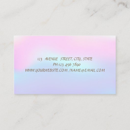 Elegant Gold Stripes Holographic Lotus Visitekaartje (Achterkant)