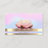 Elegant Gold Stripes Holographic Lotus Visitekaartje (Voorkant)