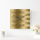 Elegant Gold Stripes Modern design Vierkante Klok (Huis)