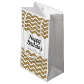 Elegant Gold Stripes Script Verjaardag Klein Cadeauzakje (Voorkant Gekanteld)