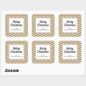 Elegant Gold Stripes Script Vrolijk Kerstfeest Vierkante Sticker (Vel)