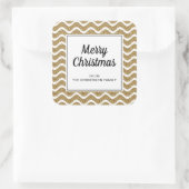 Elegant Gold Stripes Script Vrolijk Kerstfeest Vierkante Sticker (Tas)