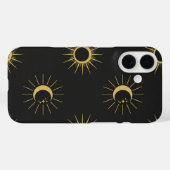 Elegant Gold Sun and Moon Pattern Black iPhone 16  Case-Mate iPhone Case (Achterkant (horizontaal))