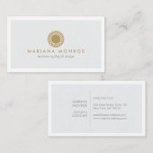 ELEGANT GOLD SUN LOGO op LICHTGRIJS Visitekaartje (Voorkant / Achterkant)