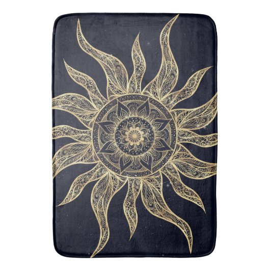 Elegant Gold Sun Mandala Blue Nebula Design Badmat (Voorkant Verticaal)
