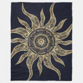 Elegant Gold Sun Mandala Blue Nebula Design Fleece Deken (Voorkant)