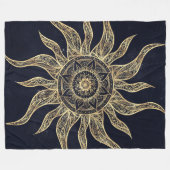 Elegant Gold Sun Mandala Blue Nebula Design Fleece Deken (Voorkant (Horizontaal))