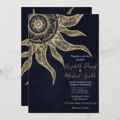 Elegant Gold Sun Mandala Blue Nebula Design Kaart (Voorkant / Achterkant)