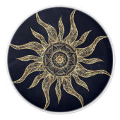 Elegant Gold Sun Mandala Blue Nebula Design Keramische Knop (Voorkant)
