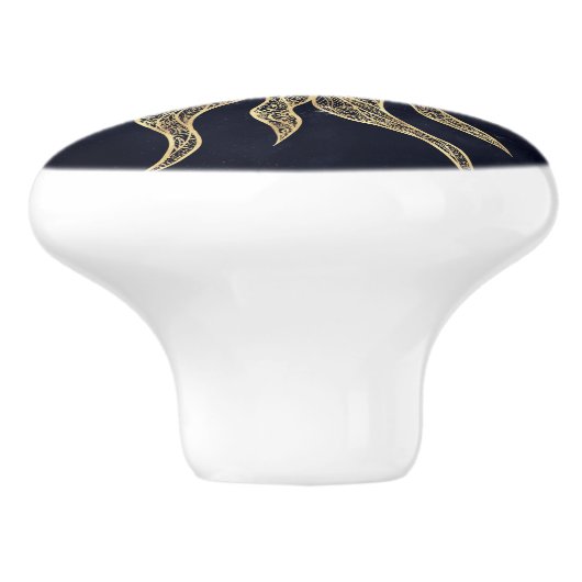 Elegant Gold Sun Mandala Blue Nebula Design Keramische Knop (Zijkant)