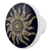 Elegant Gold Sun Mandala Blue Nebula Design Keramische Knop (Rechts)
