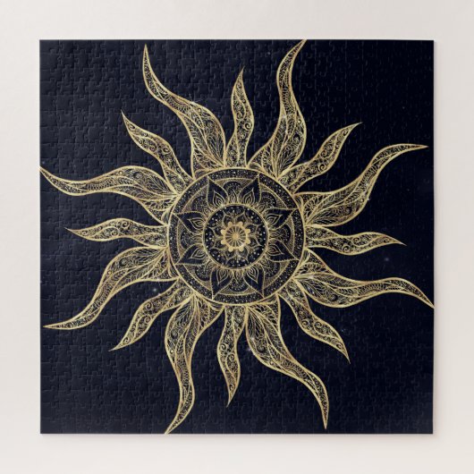 Elegant Gold Sun Mandala Blue Nebula Design Legpuzzel (Verticaal)